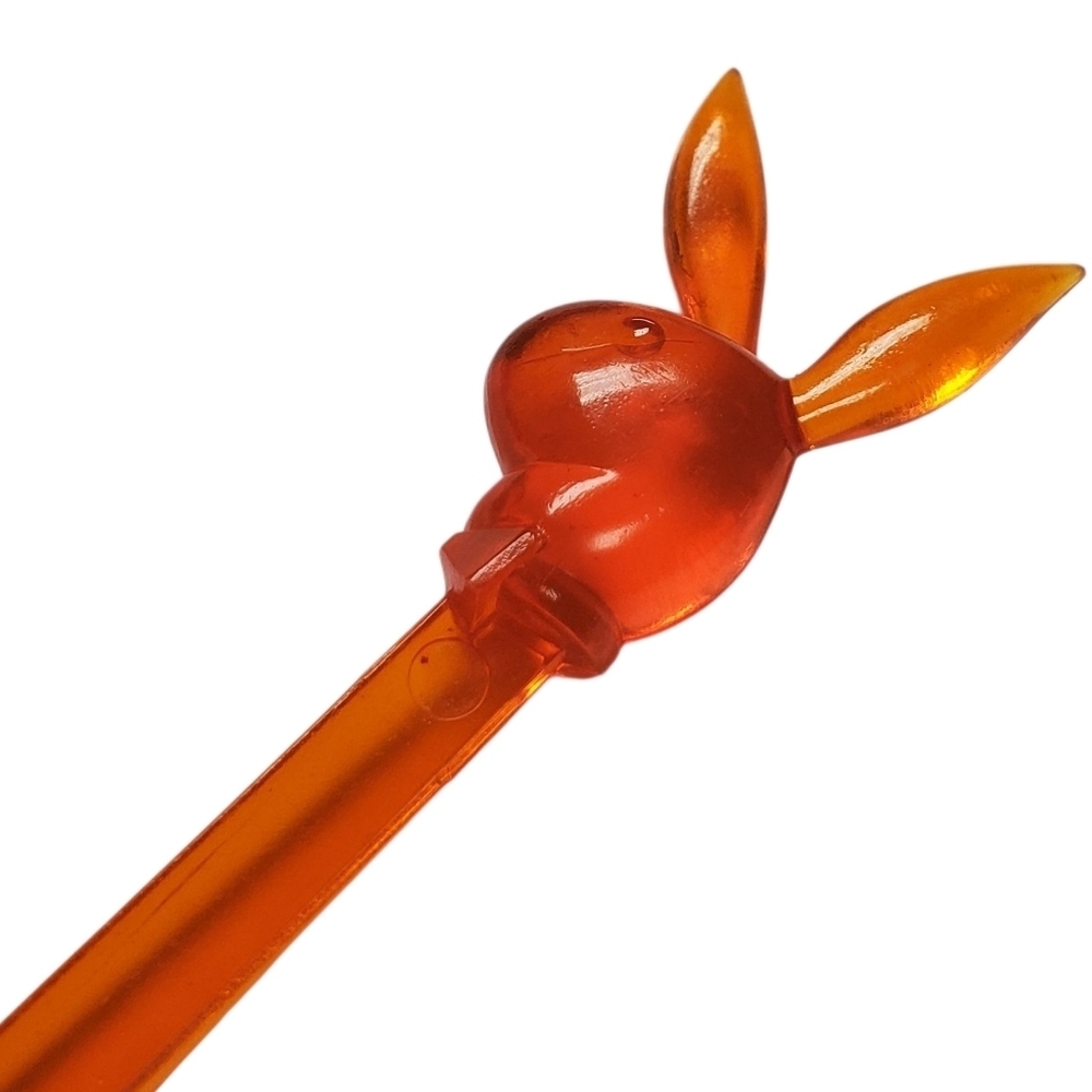 Vntg The Playboy Club Orange Bunny Stir Swizzle Stick. 8.5" - Picture 3 of 6